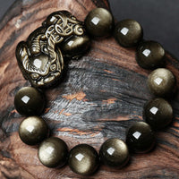KarmaRipple's FengShui PiXiu Golden Obsidian Protection Bracelet