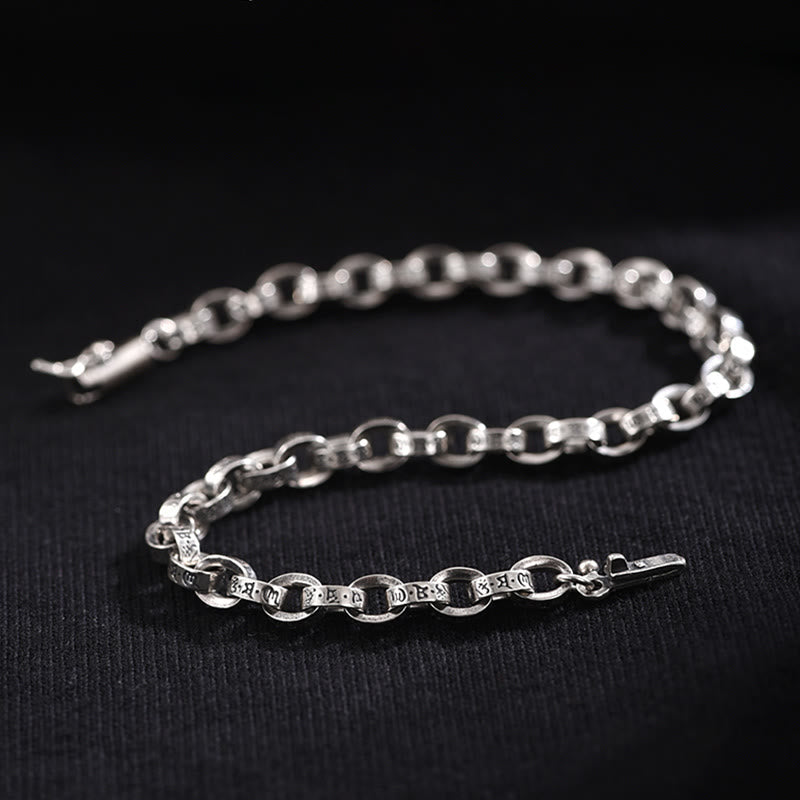 KarmaRipple's 925 Sterling Silver Om Mani Padme Hum Carved Design Creativity Metal Bracelet p3