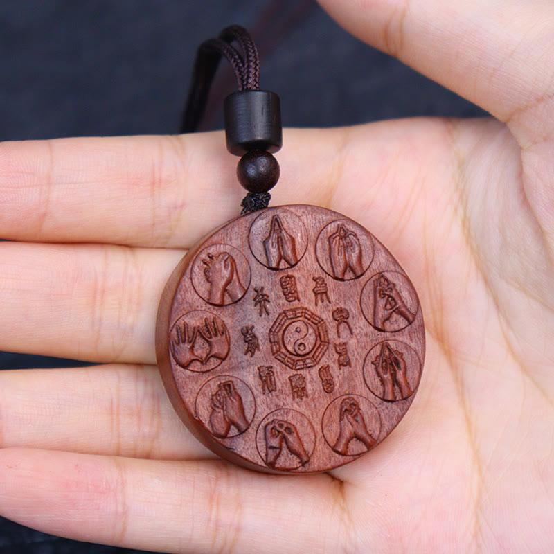 KarmaRipple's Lightning Struck Jujube Wood Yin Yang Bagua Mountain Ghosts Spend Money Protection Pendant Necklace p10