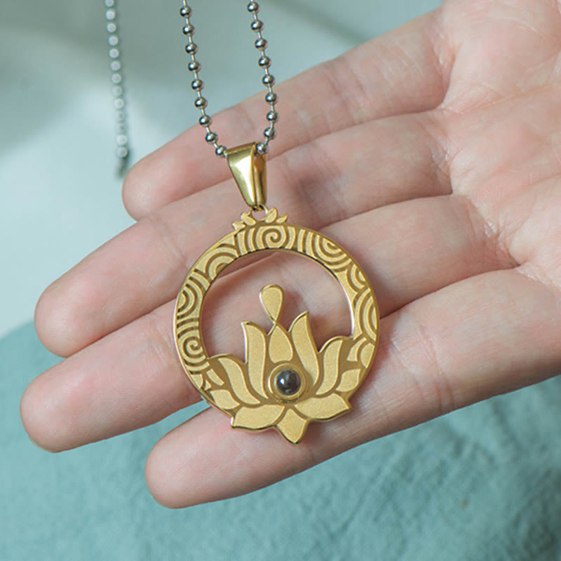 KarmaRipple's Lotus Titanium Steel Enlightenment Projection Shurangama Mantra Pendant Necklace p10