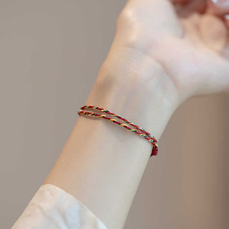 KarmaRipple's 925 Sterling Silver Fortune Koi Fish Woven Colorful String Bracelet Anklet p9