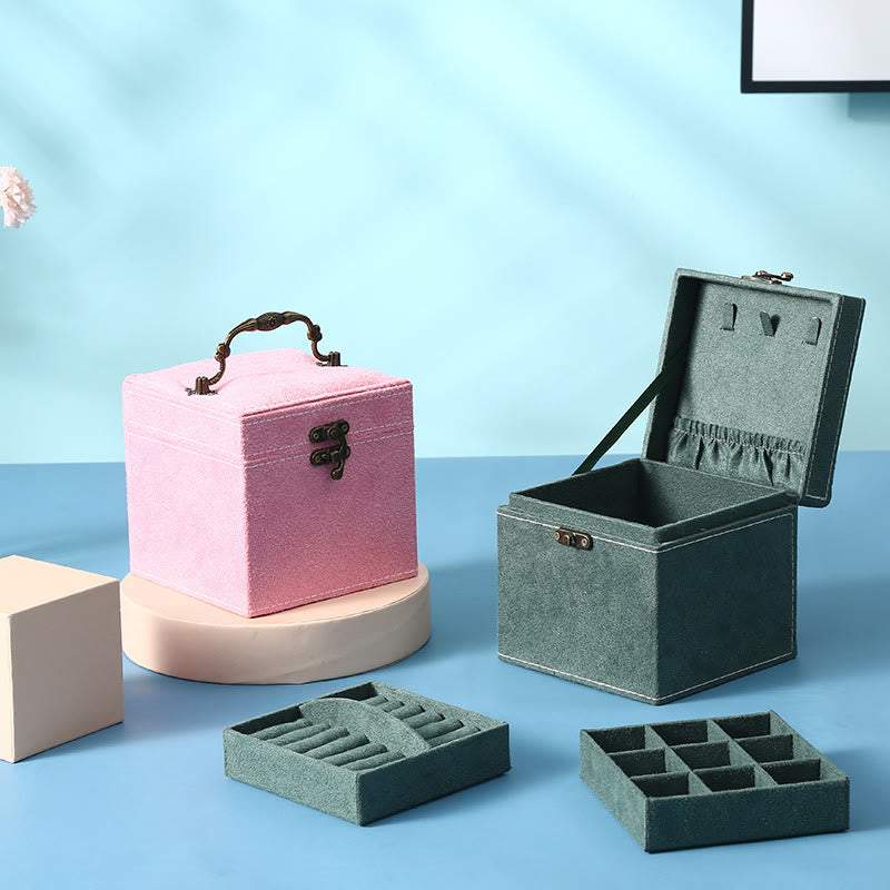 KarmaRipple's Jewelry Box Organizer Three-Layer Jewelry Storage Box Flannel Gift Box p16