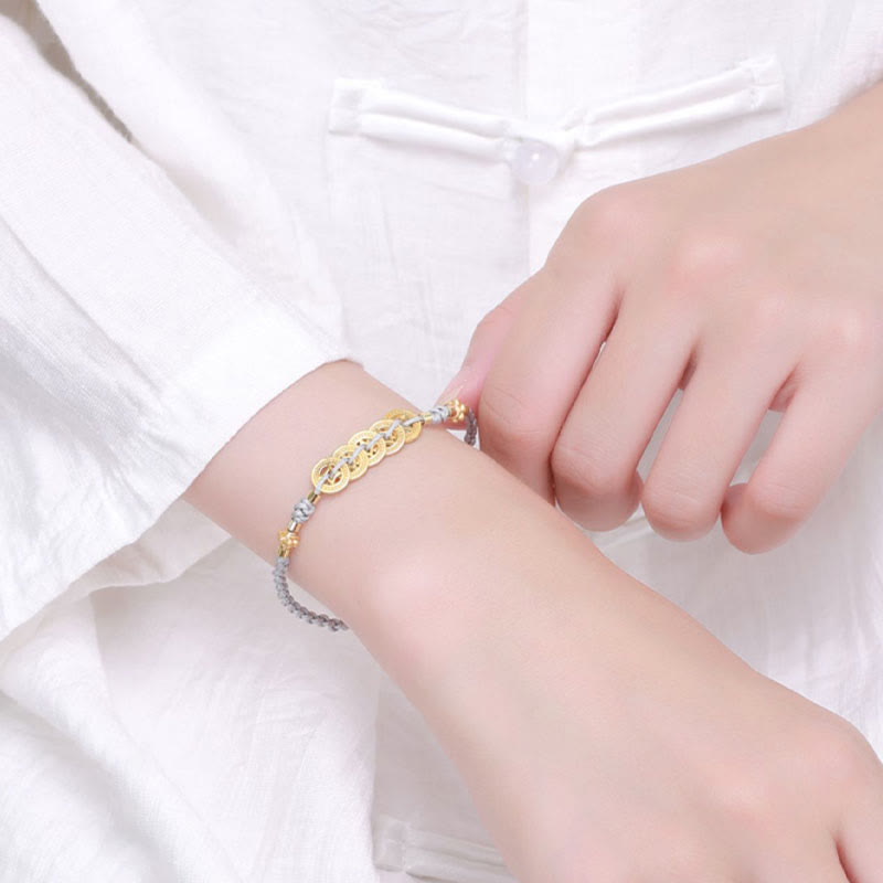 KarmaRipple's Bronze Coin Fortune Tree Pearl Fortune Blue Rope Woven Bracelet p15