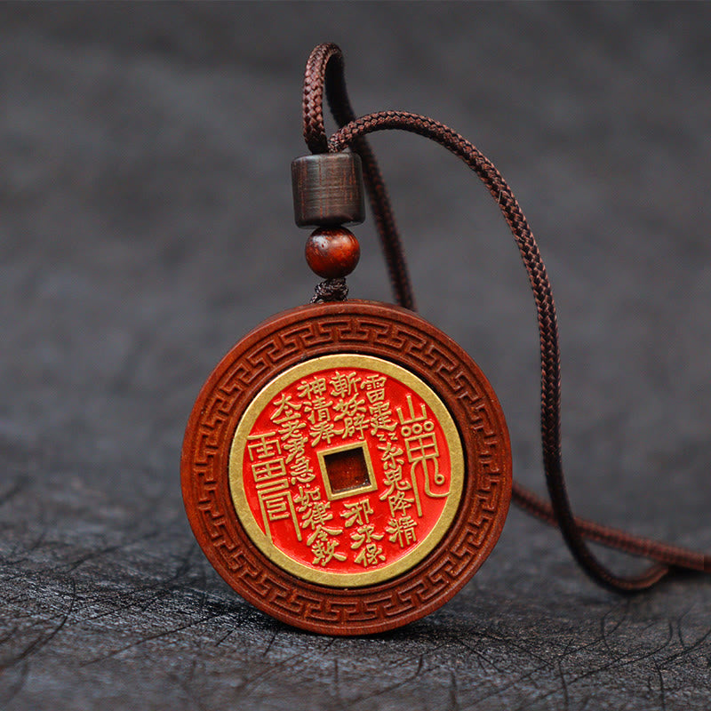 KarmaRipple's Lightning Struck Jujube Wood Yin Yang Bagua Mountain Ghosts Spend Money Protection Pendant Necklace p6