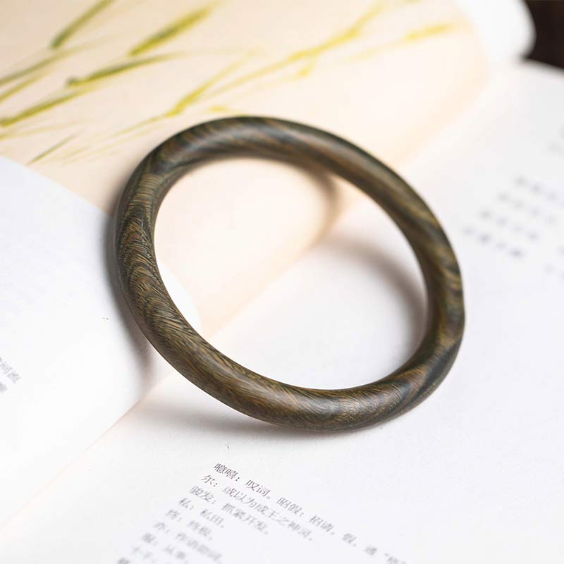 KarmaRipple's Tibetan Small Leaf Red Sandalwood Ebony Green Sandalwood Protection Bracelet Bangle p43