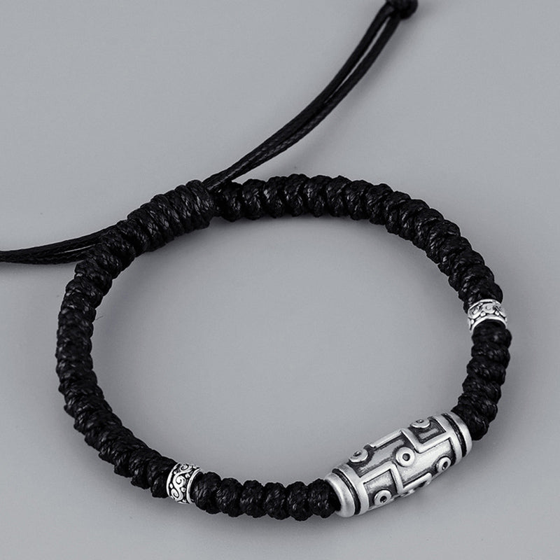KarmaRipple's 999 Sterling Silver Nine-Eye Dzi Bead Pattern Blessing Rope Bracelet p4