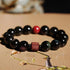 12mm Rainbow Obsidian Cinnabar Om Mani Padme Hum(Wrist Circumference 14-16cm)