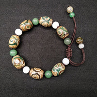 KarmaRipple's Tibetan Three-eyed Dzi Bead Fortune Protection Woven Bracelet