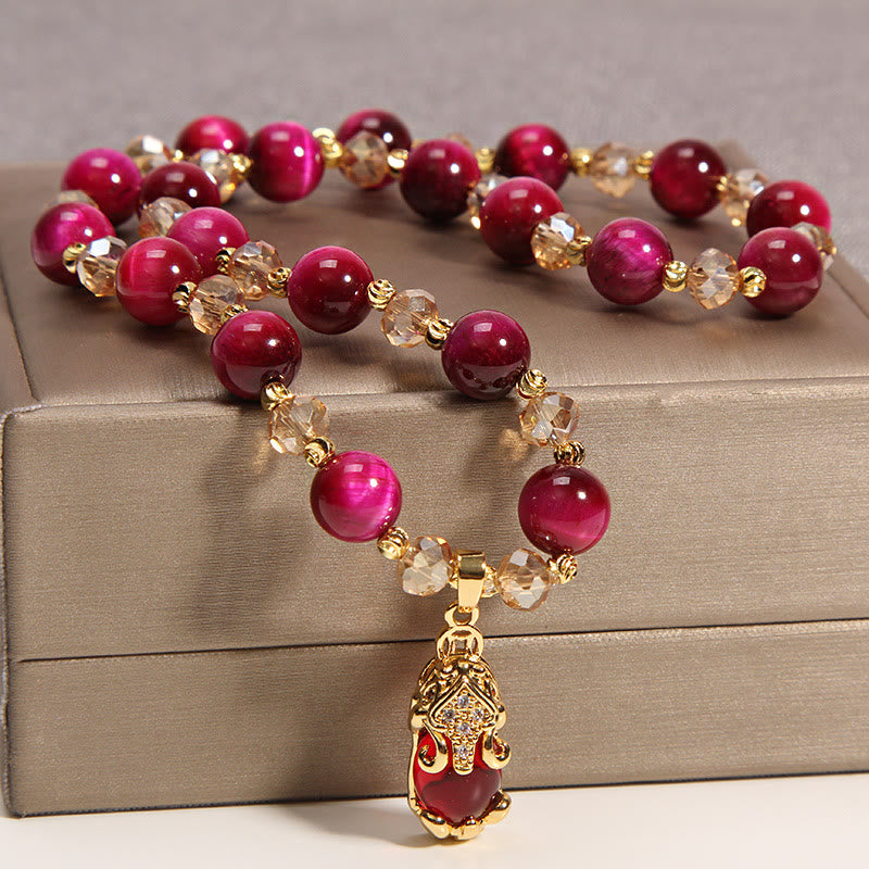 KarmaRipple's Tiger Eye Pixiu Fox Money Bag Protection Self Confidence Double Wrap Bracelet p8