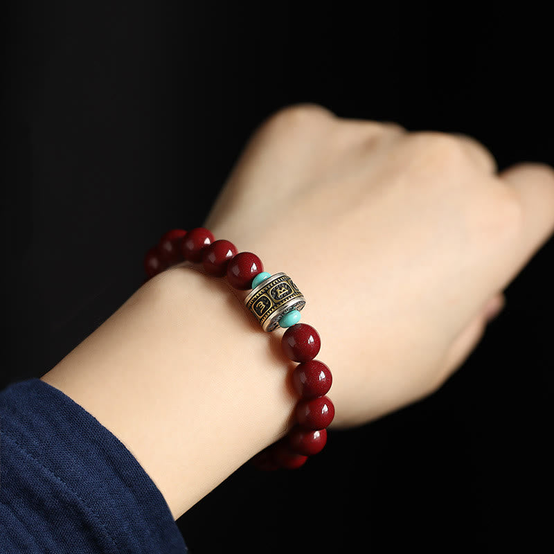 KarmaRipple's 925 Sterling Silver Chinese Zodiac Natal Buddha Cinnabar Om Mani Padme Hum Calm Bracelet p4