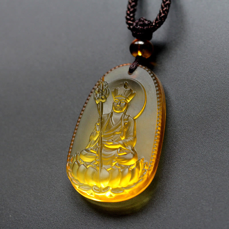 KarmaRipple's Ksitigarbha Buddha Liuli Gemstone Serenity Amulet Pendant Necklace p16