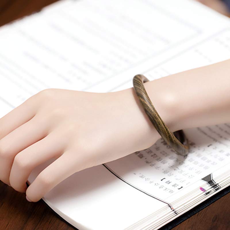 KarmaRipple's Tibetan Small Leaf Red Sandalwood Ebony Green Sandalwood Protection Bracelet Bangle p21