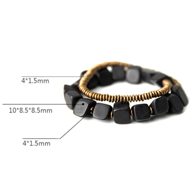 KarmaRipple's Tibetan Ebony Wood Bronze Peace Double Wrap Bracelet p8