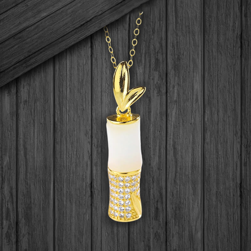 KarmaRipple's 925 Sterling Silver Hetian Ivory Jade Bamboo Happiness Pendant Necklace p9