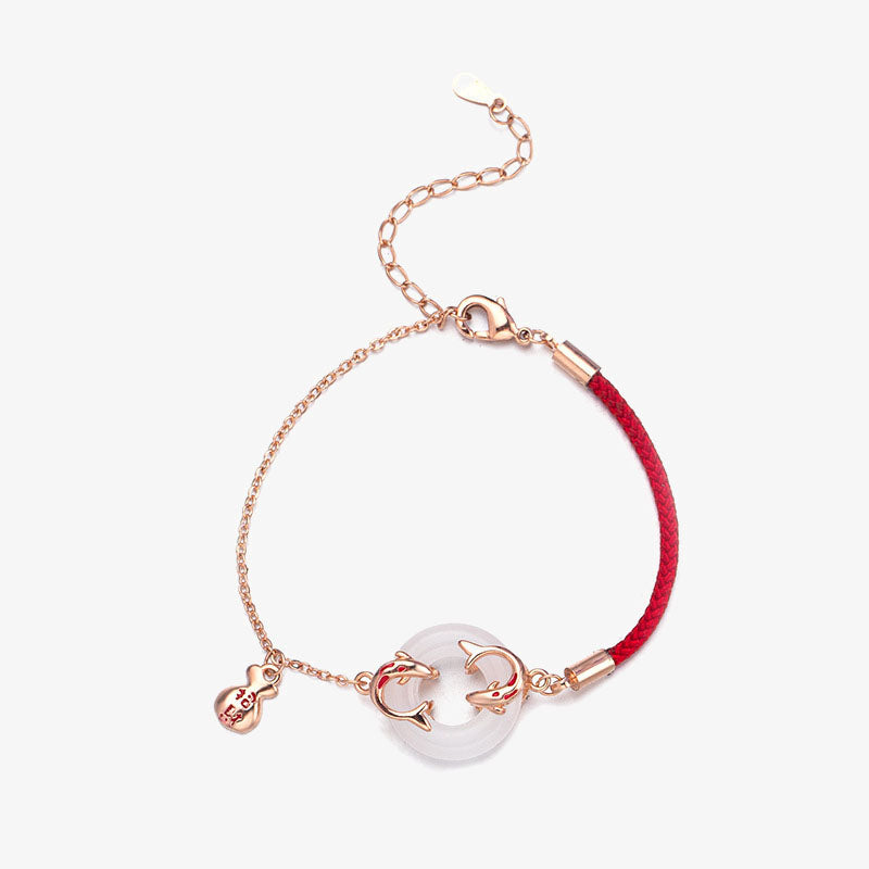 KarmaRipple's Ivory Jade Double Koi Fish Peace Buckle Attract Fortune Fortune Talisman Bracelet p7