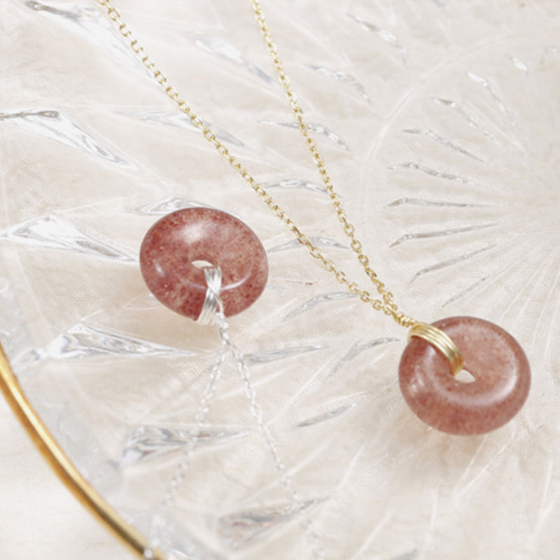 KarmaRipple's 925 Sterling Silver Strawberry Quartz Balancing Positive Pendant p12