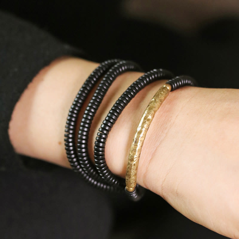 KarmaRipple's Ebony Wood Bronze Balance Multilayered Bracelet p16
